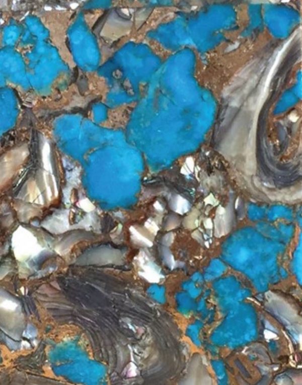 Abalone with Blue Turquoise and Gold Tone Matrix